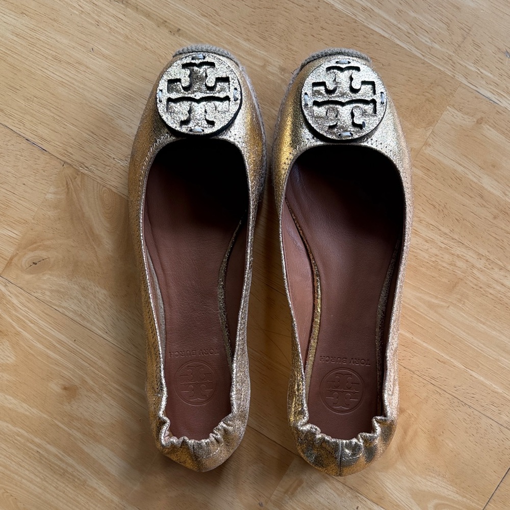 Tory Burch Metallic Gold Flats